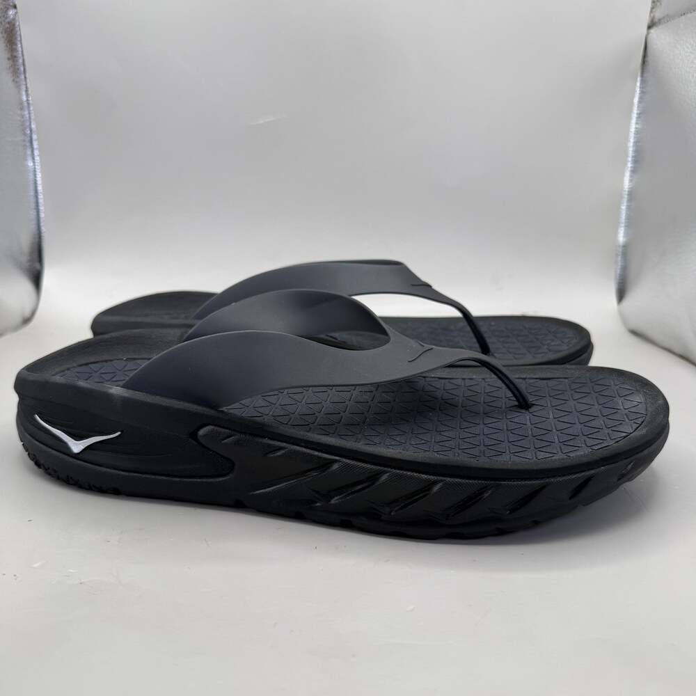 Hoka Ora Recovery Thong Sandals Flip Flop Shoes Mens Size 11 Black Cushioned